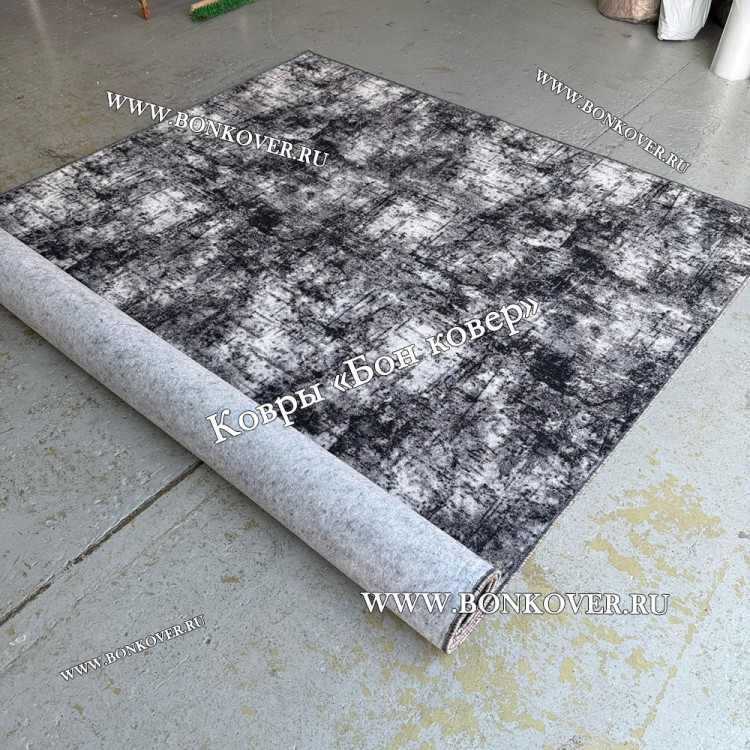Палас Ковролин на Войлоке Дизайн 30859 Черный С Серым